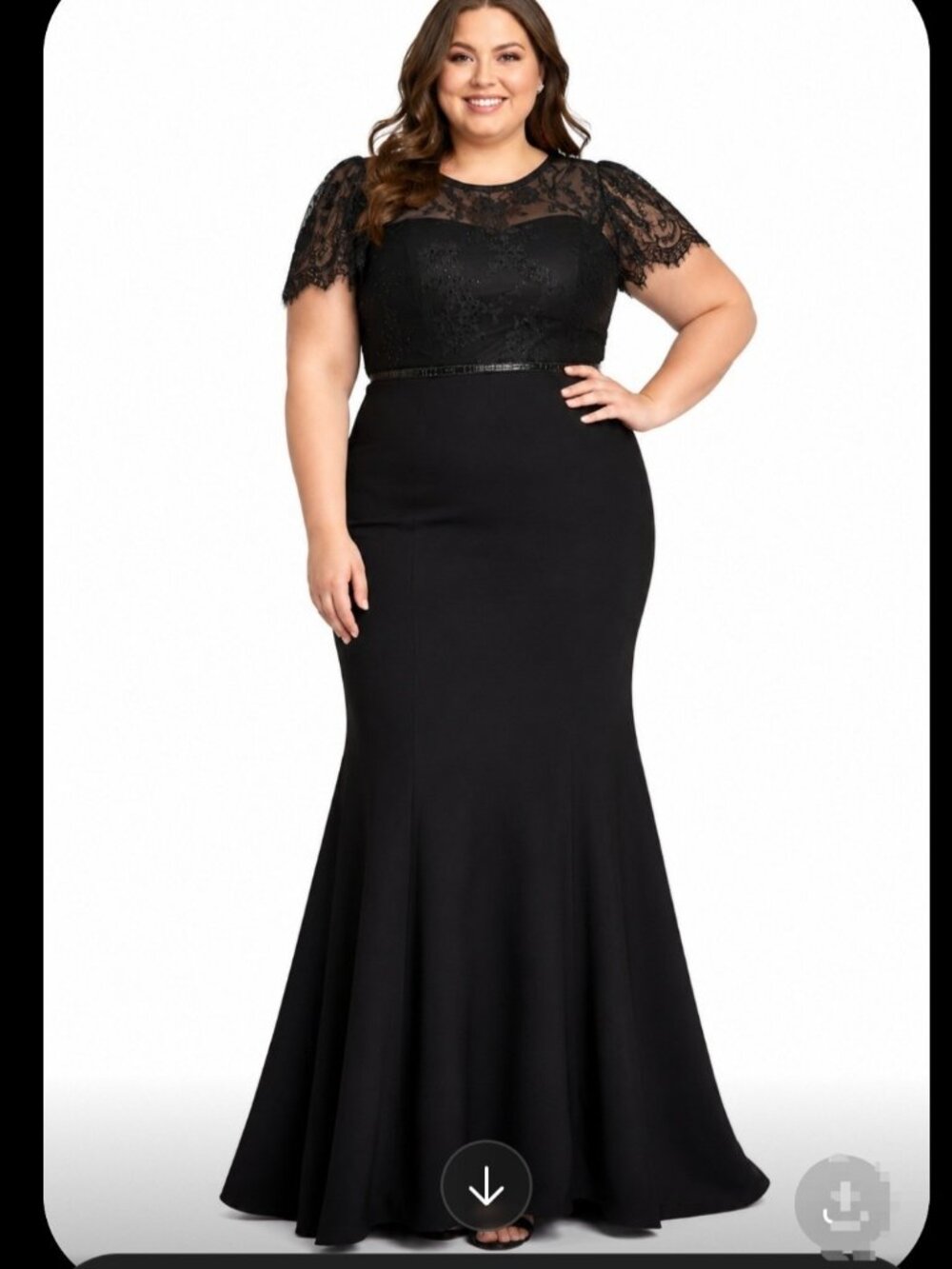 MacDuggal Lace Mermaid Evening Dress With Sleeves Plus Size 18 Nwt Gown Black